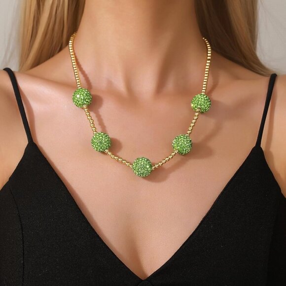 Luxury Beaded Necklace for Women Men - 18K Gold Plated Diamond Ice Baseball Pend - Picture 5 of 6